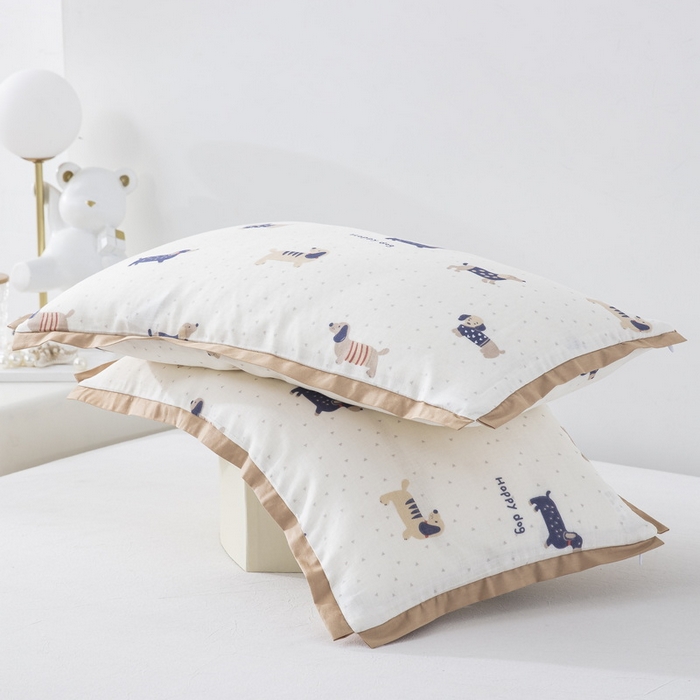 91家纺网 家纺一手货源 找家纺 大黄蜂家居家纺 2026新款A类纯棉双层纱棉花枕枕头枕芯 腊肠狗