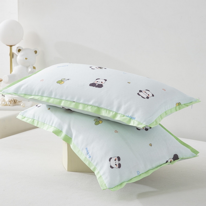 91家纺网 家纺一手货源 找家纺 大黄蜂家居家纺 2026新款A类纯棉双层纱棉花枕枕头枕芯 小熊猫