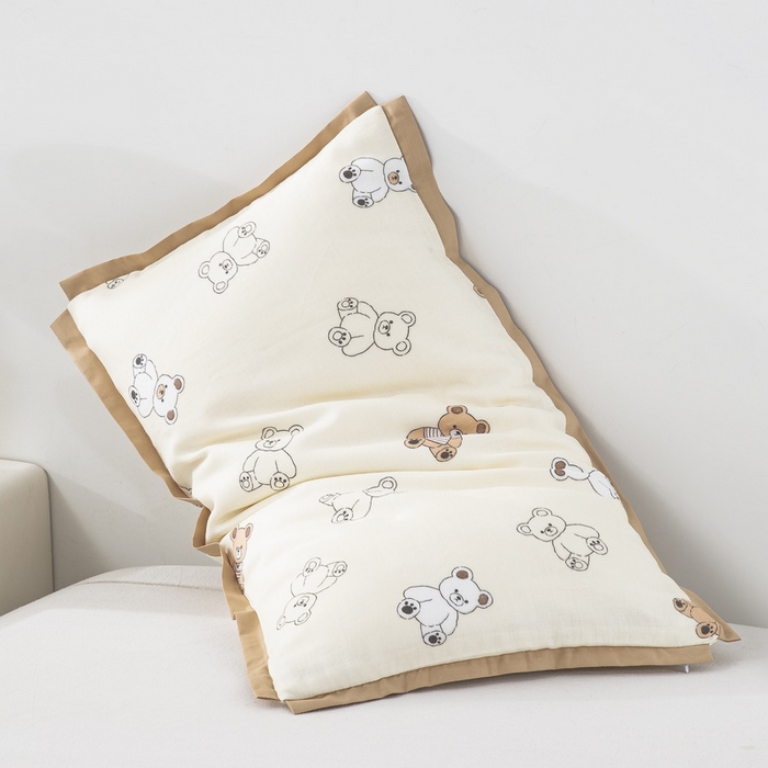 91家纺网 家纺一手货源 找家纺 大黄蜂家居家纺 2026新款A类纯棉双层纱棉花枕枕头枕芯 可爱小熊