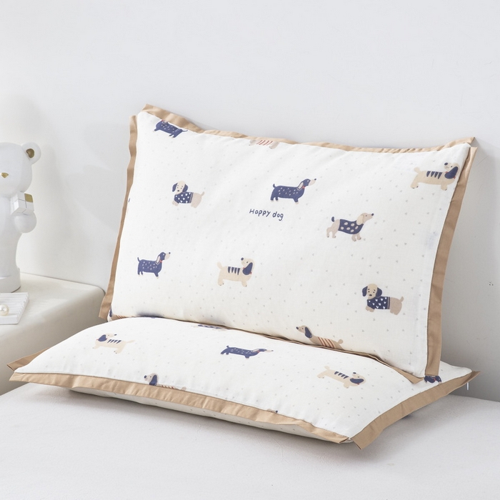 大黄蜂家居家纺 2026新款A类纯棉双层纱棉花枕枕头枕芯 腊肠狗