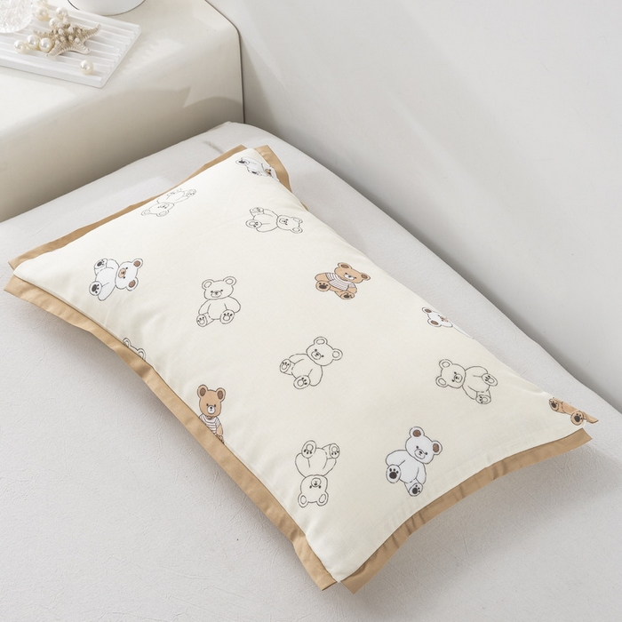 91家纺网 家纺一手货源 找家纺 大黄蜂家居家纺 2026新款A类纯棉双层纱棉花枕枕头枕芯 可爱小熊