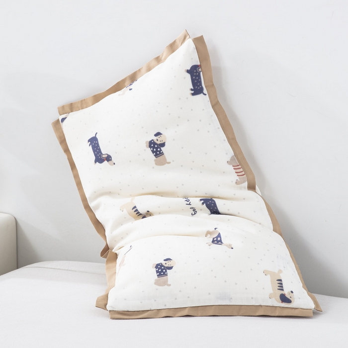 91家纺网 家纺一手货源 找家纺 大黄蜂家居家纺 2026新款A类纯棉双层纱棉花枕枕头枕芯 腊肠狗