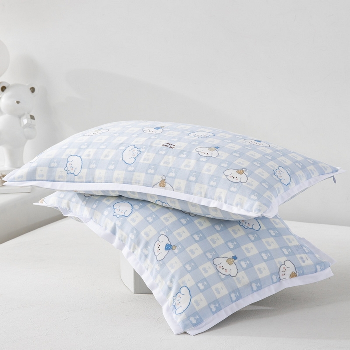 91家纺网 家纺一手货源 找家纺 大黄蜂家居家纺 2026新款A类纯棉双层纱棉花枕枕头枕芯 樱桃小狗