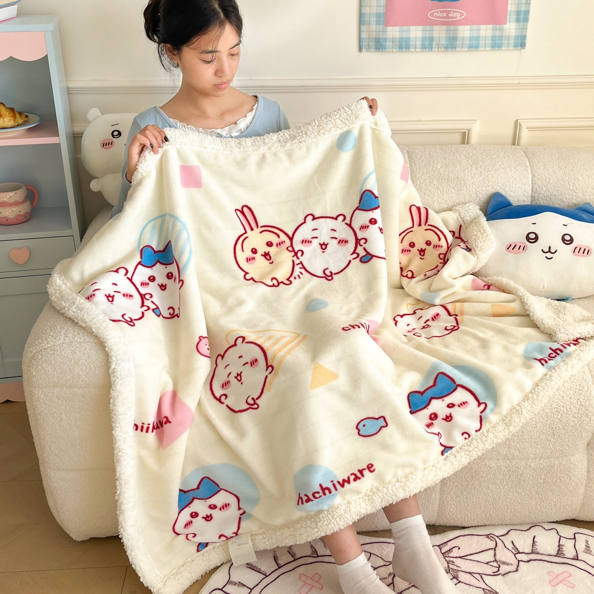 91家纺网 家纺一手货源 找家纺 博雅 2025新款吉伊卡哇正版授权牛奶绒毛毯 专版开心吉伊卡哇