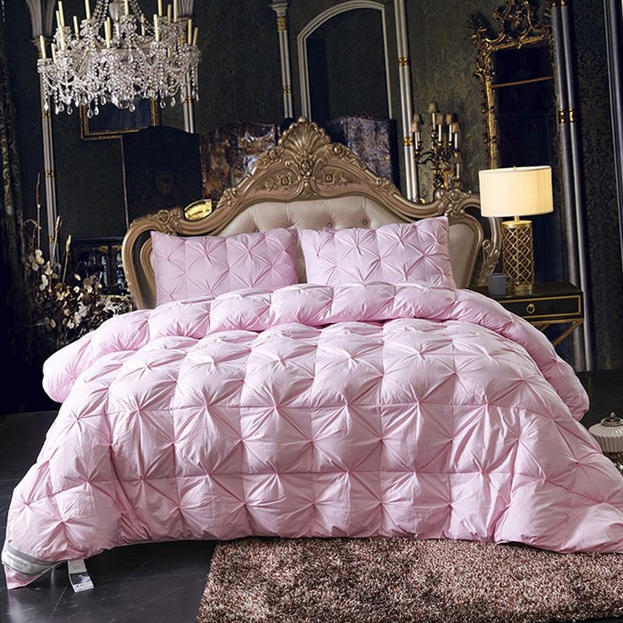 91家纺网 家纺一手货源 找家纺 顺发床垫 2025新款全棉扭花羽毛被加厚保暖95白鹅绒被子秋冬春秋被冬被直播供货     （羽绒被联系商家） 粉色（扭花）