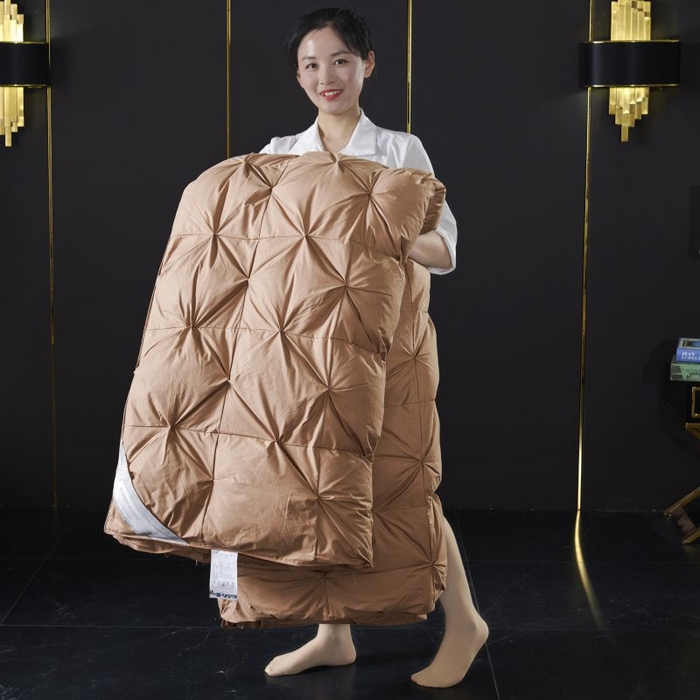 91家纺网 家纺一手货源 找家纺 顺发床垫 2025新款全棉扭花羽毛被加厚保暖95白鹅绒被子秋冬春秋被冬被直播供货     （羽绒被联系商家） 咖色（扭花）