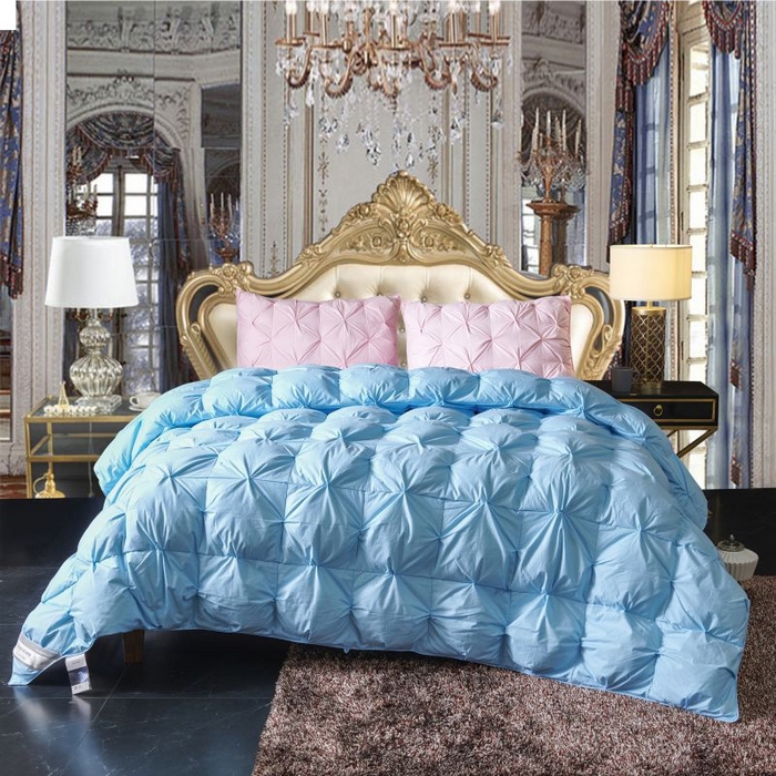 91家纺网 家纺一手货源 找家纺 顺发床垫 2025新款全棉扭花羽毛被加厚保暖95白鹅绒被子秋冬春秋被冬被直播供货     （羽绒被联系商家） 蓝色（扭花）