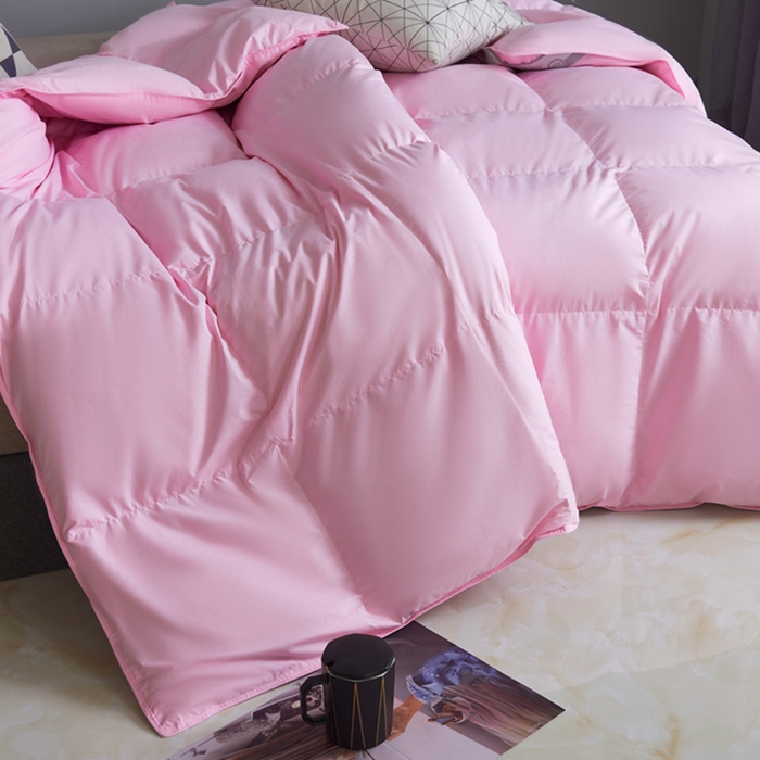 91家纺网 家纺一手货源 找家纺 顺发床垫 2025新款全棉扭花羽毛被加厚保暖95白鹅绒被子秋冬春秋被冬被直播供货     （羽绒被联系商家） 粉色（平格）