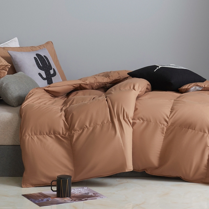 91家纺网 家纺一手货源 找家纺 顺发床垫 2025新款全棉扭花羽毛被加厚保暖95白鹅绒被子秋冬春秋被冬被直播供货     （羽绒被联系商家） 咖色（平格）