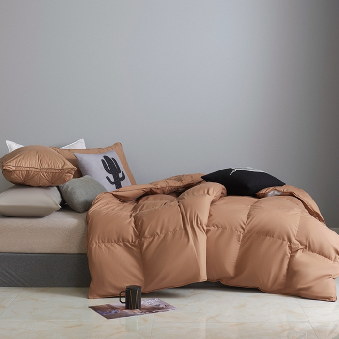 91家纺网 家纺一手货源 找家纺 顺发床垫 2025新款全棉扭花羽毛被加厚保暖95白鹅绒被子秋冬春秋被冬被直播供货     （羽绒被联系商家） 咖色（平格）