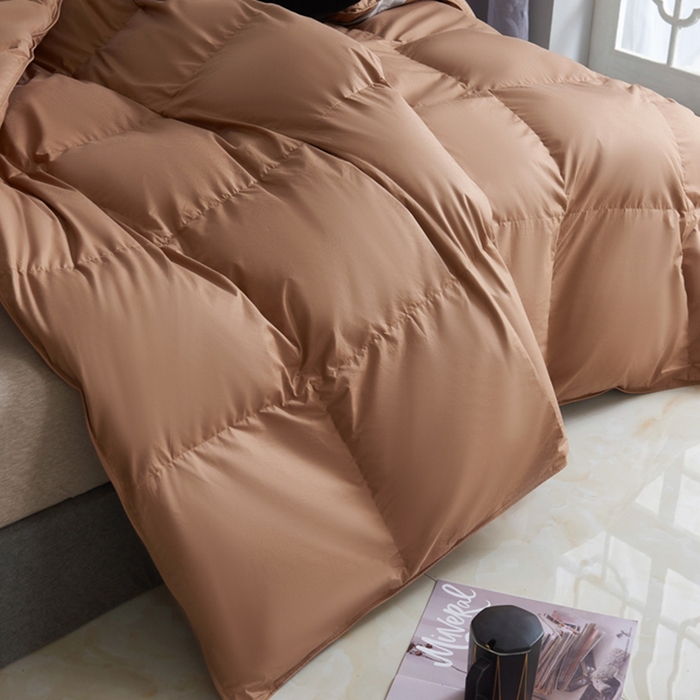 91家纺网 家纺一手货源 找家纺 顺发床垫 2025新款全棉扭花羽毛被加厚保暖95白鹅绒被子秋冬春秋被冬被直播供货     （羽绒被联系商家） 咖色（平格）