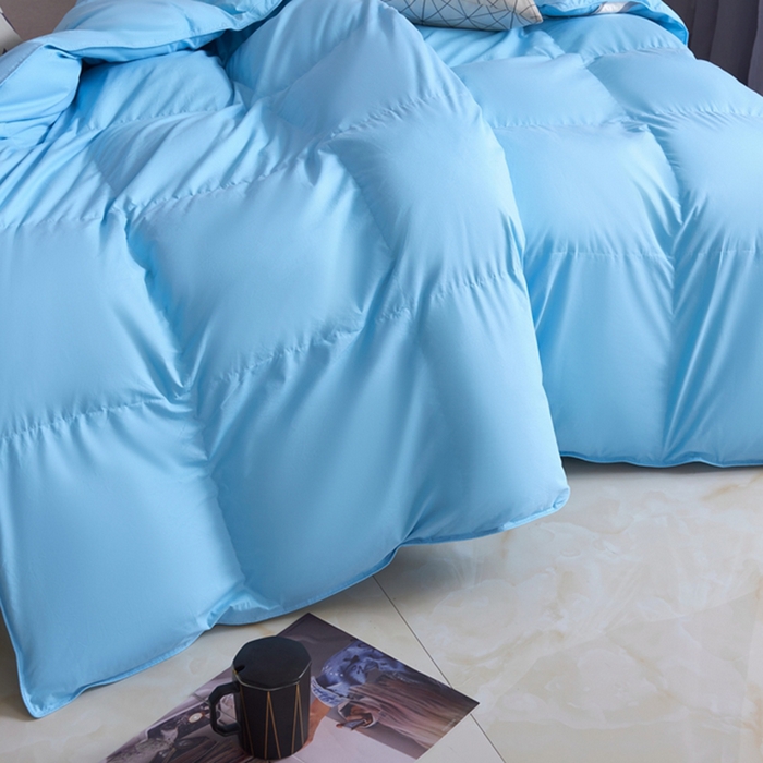 91家纺网 家纺一手货源 找家纺 顺发床垫 2025新款全棉扭花羽毛被加厚保暖95白鹅绒被子秋冬春秋被冬被直播供货     （羽绒被联系商家） 蓝色（平格）