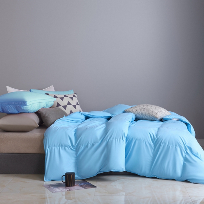 91家纺网 家纺一手货源 找家纺 顺发床垫 2025新款全棉扭花羽毛被加厚保暖95白鹅绒被子秋冬春秋被冬被直播供货     （羽绒被联系商家） 蓝色（平格）