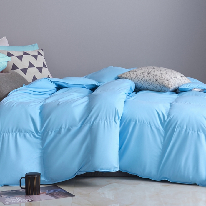 91家纺网 家纺一手货源 找家纺 顺发床垫 2025新款全棉扭花羽毛被加厚保暖95白鹅绒被子秋冬春秋被冬被直播供货     （羽绒被联系商家） 蓝色（平格）