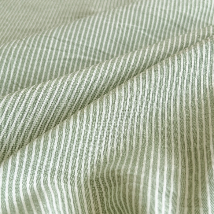 91家纺网 家纺一手货源 找家纺 佳笠家居 2026年新款kimi熊a类全棉色织水洗棉大尺寸单床笠 果绿小条