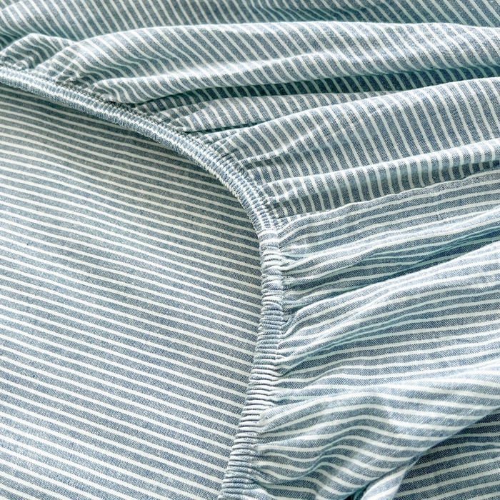 91家纺网 家纺一手货源 找家纺 佳笠家居 2026年新款kimi熊a类全棉色织水洗棉大尺寸单床笠 丈蓝小条