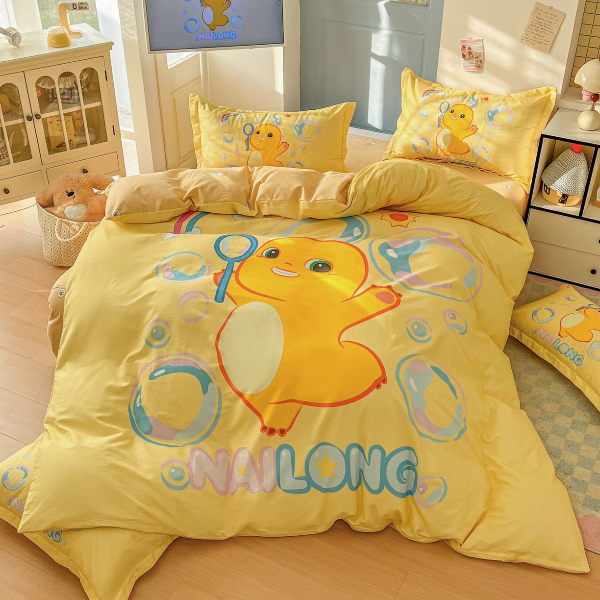 91家纺网 家纺一手货源 找家纺 浩诚 2026新款全棉卡通四件套第二批（陆续更新） 小奶龙