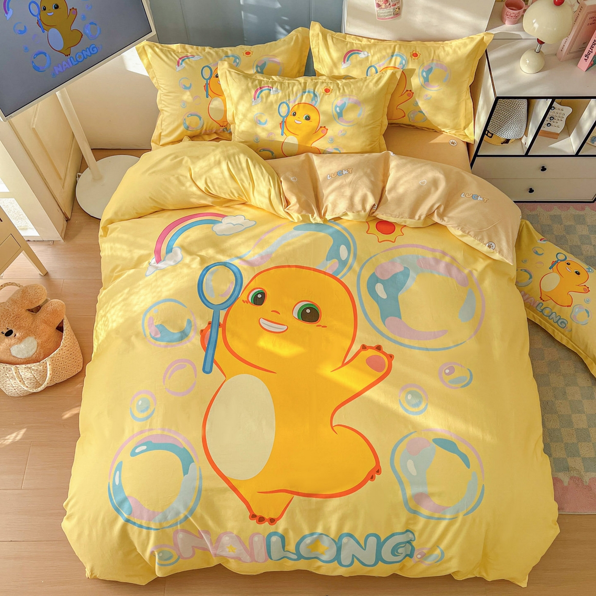 91家纺网 家纺一手货源 找家纺 浩诚 2026新款全棉卡通四件套第二批（陆续更新） 小奶龙