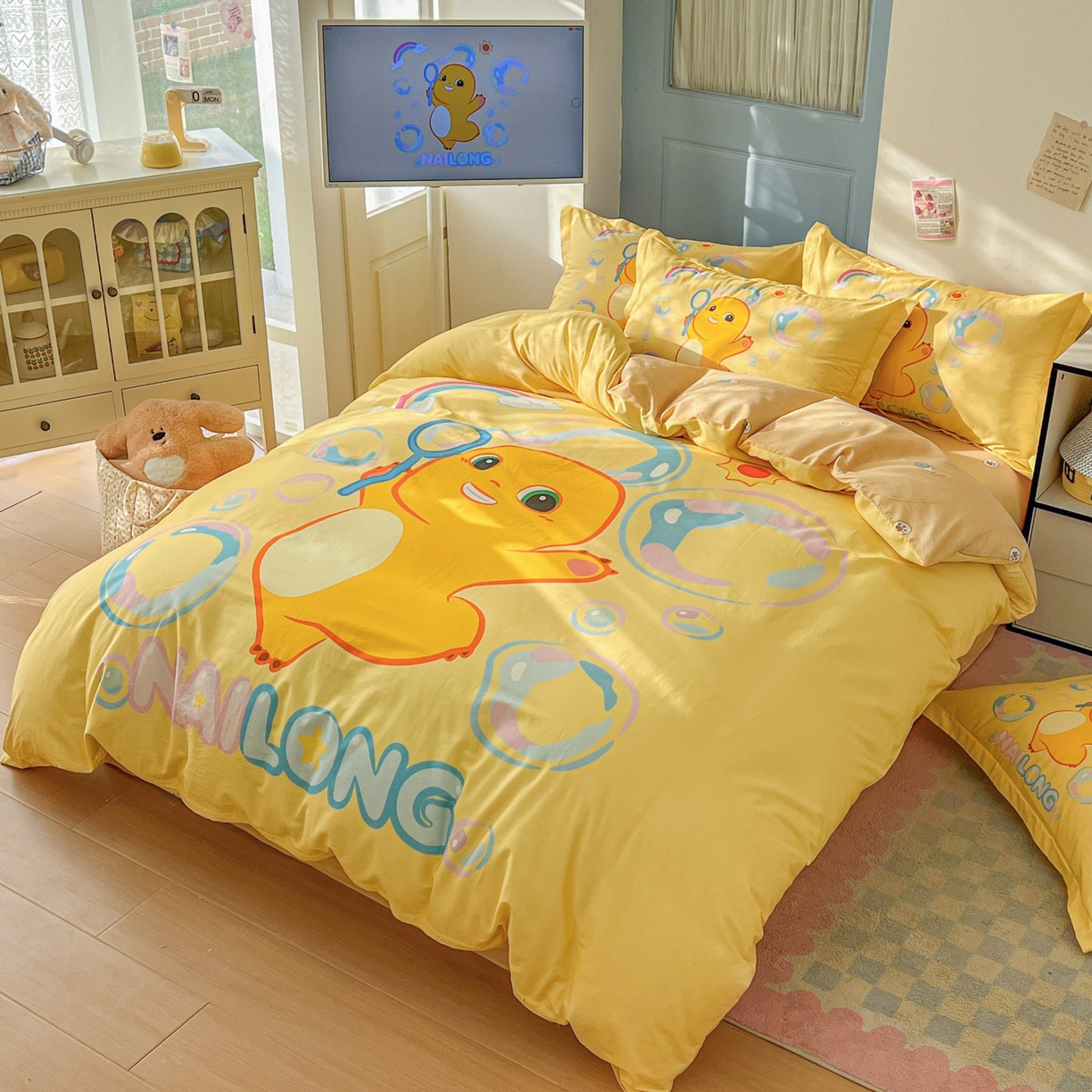 91家纺网 家纺一手货源 找家纺 浩诚 2026新款全棉卡通四件套第二批（陆续更新） 小奶龙