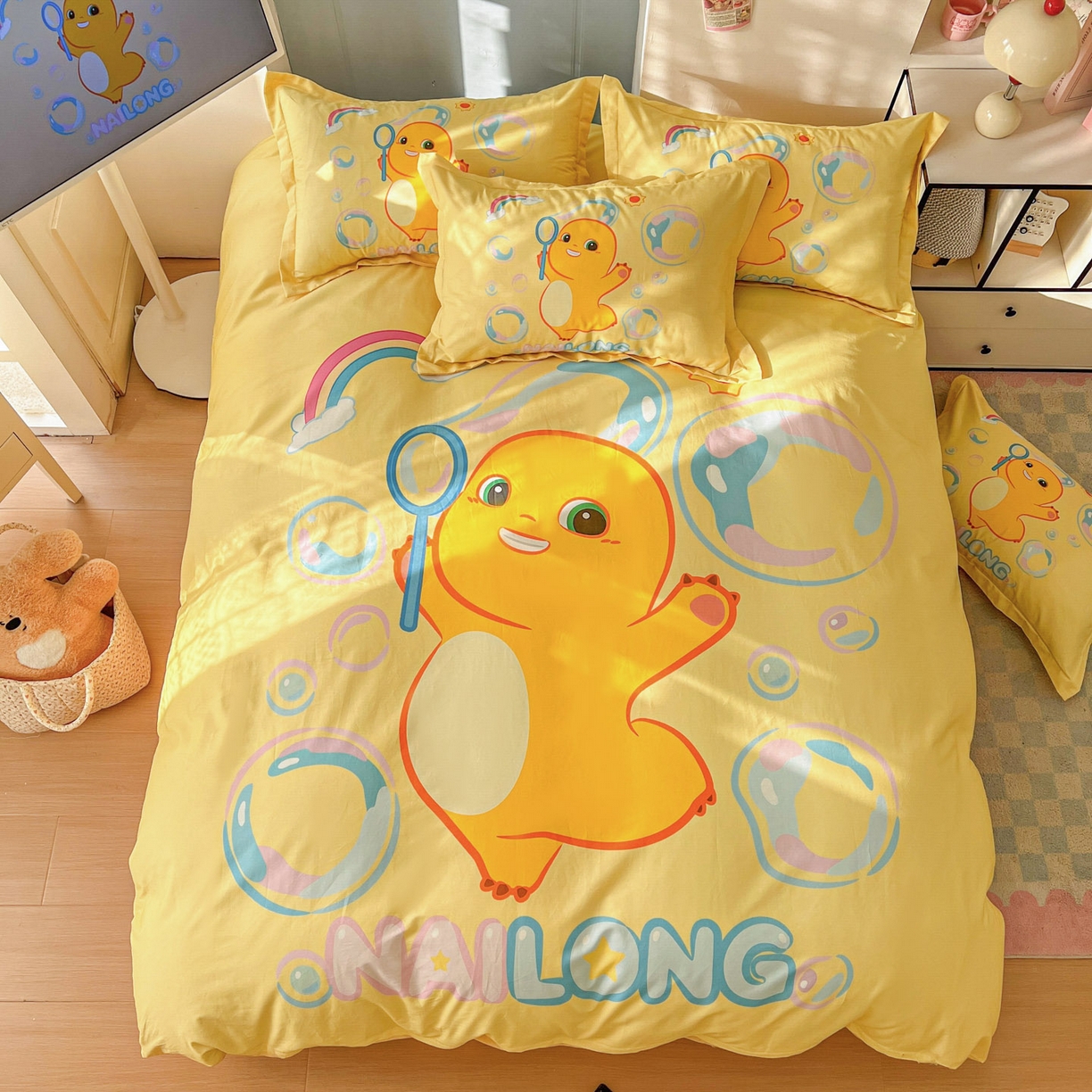 91家纺网 家纺一手货源 找家纺 浩诚 2026新款全棉卡通四件套第二批（陆续更新） 小奶龙