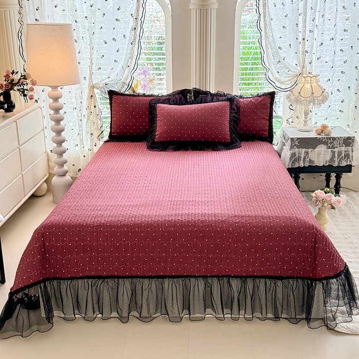 91家纺网 家纺一手货源 找家纺 韩约家纺 2026新款法式双层蕾丝花边古法棉感四件套 梅丽莎