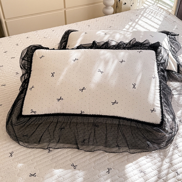 91家纺网 家纺一手货源 找家纺 韩约家纺 2026新款法式双层蕾丝花边古法棉感四件套 浅浅