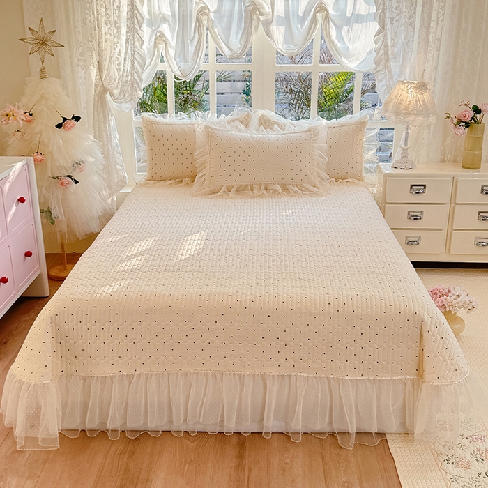 91家纺网 家纺一手货源 找家纺 （总）韩约家纺 2026新款法式双层蕾丝花边古法棉感四件套