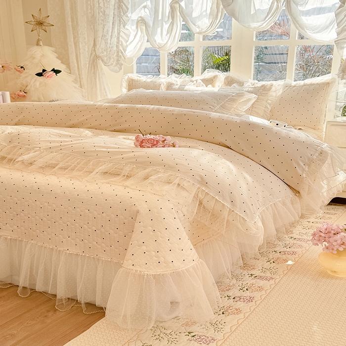 91家纺网 家纺一手货源 找家纺 （总）韩约家纺 2026新款法式双层蕾丝花边古法棉感四件套