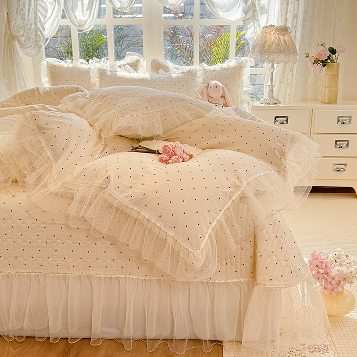 91家纺网 家纺一手货源 找家纺 （总）韩约家纺 2026新款法式双层蕾丝花边古法棉感四件套