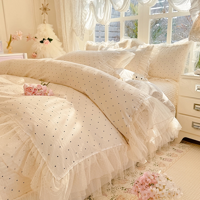 91家纺网 家纺一手货源 找家纺 （总）韩约家纺 2026新款法式双层蕾丝花边古法棉感四件套