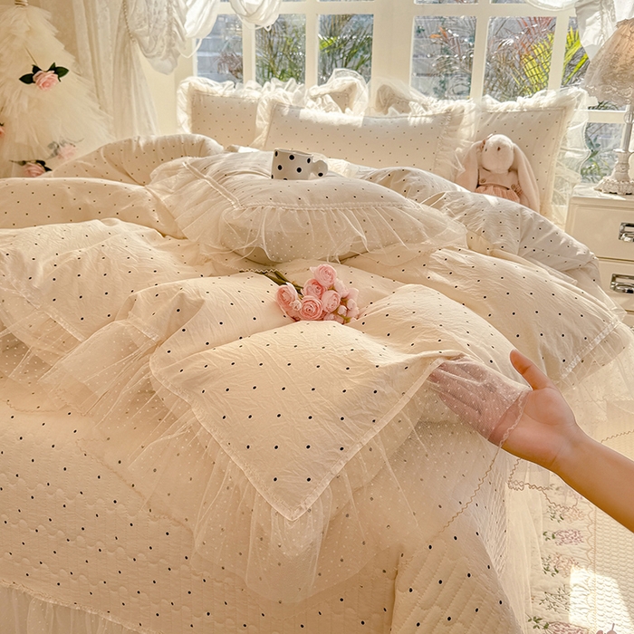 91家纺网 家纺一手货源 找家纺 （总）韩约家纺 2026新款法式双层蕾丝花边古法棉感四件套