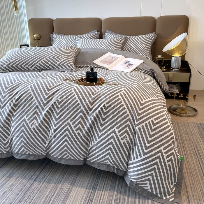 91家纺网 家纺一手货源 找家纺 恩和家纺 2026新款森能量碳纤维环保四件套系列 碳卡绒-海波灰