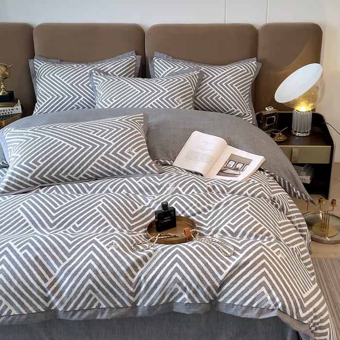 91家纺网 家纺一手货源 找家纺 恩和家纺 2026新款森能量碳纤维环保四件套系列 碳卡绒-海波灰