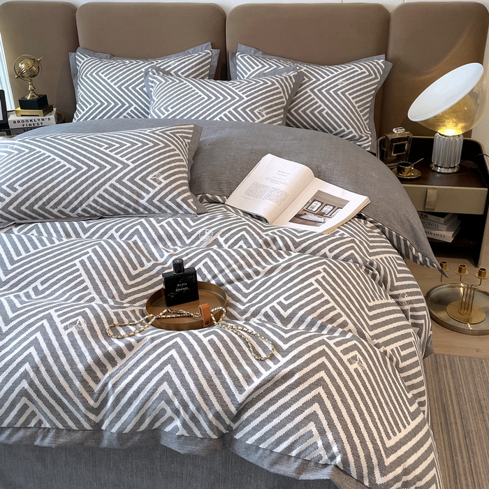 91家纺网 家纺一手货源 找家纺 恩和家纺 2026新款森能量碳纤维环保四件套系列 碳卡绒-海波灰