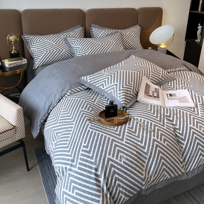 91家纺网 家纺一手货源 找家纺 恩和家纺 2026新款森能量碳纤维环保四件套系列 碳卡绒-海波灰