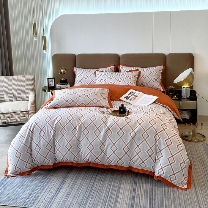 91家纺网 家纺一手货源 找家纺 恩和家纺 2026新款森能量碳纤维环保四件套系列 碳卡绒-桔格雅灰