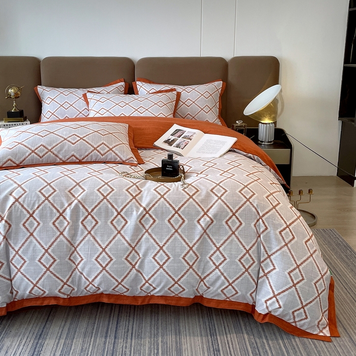 91家纺网 家纺一手货源 找家纺 恩和家纺 2026新款森能量碳纤维环保四件套系列 碳卡绒-桔格雅灰