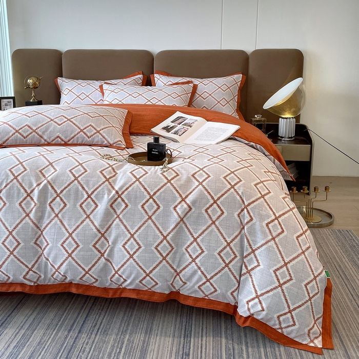 91家纺网 家纺一手货源 找家纺 恩和家纺 2026新款森能量碳纤维环保四件套系列 碳卡绒-桔格雅灰