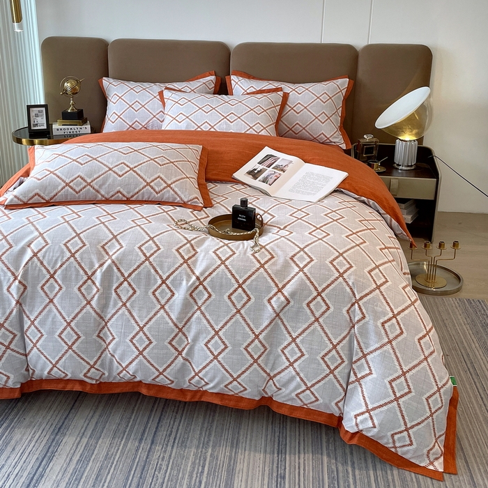 91家纺网 家纺一手货源 找家纺 恩和家纺 2026新款森能量碳纤维环保四件套系列 碳卡绒-桔格雅灰