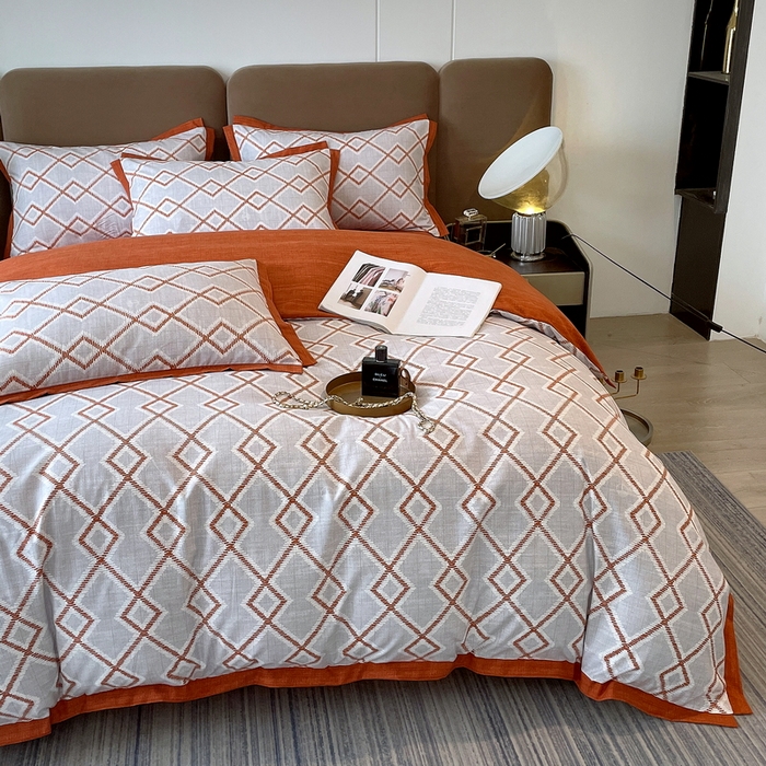 91家纺网 家纺一手货源 找家纺 恩和家纺 2026新款森能量碳纤维环保四件套系列 碳卡绒-桔格雅灰