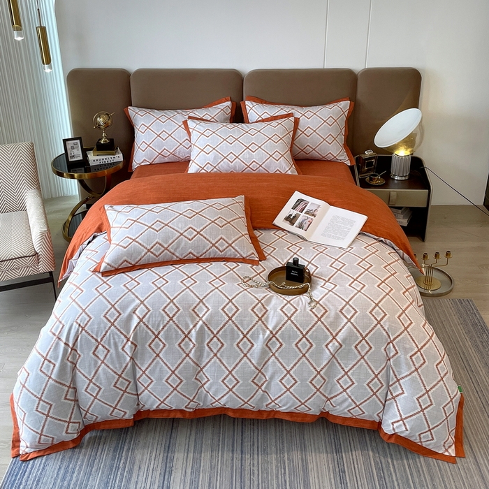 91家纺网 家纺一手货源 找家纺 恩和家纺 2026新款森能量碳纤维环保四件套系列 碳卡绒-桔格雅灰