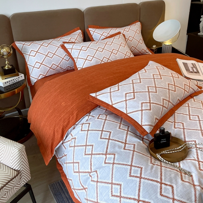 91家纺网 家纺一手货源 找家纺 恩和家纺 2026新款森能量碳纤维环保四件套系列 碳卡绒-桔格雅灰