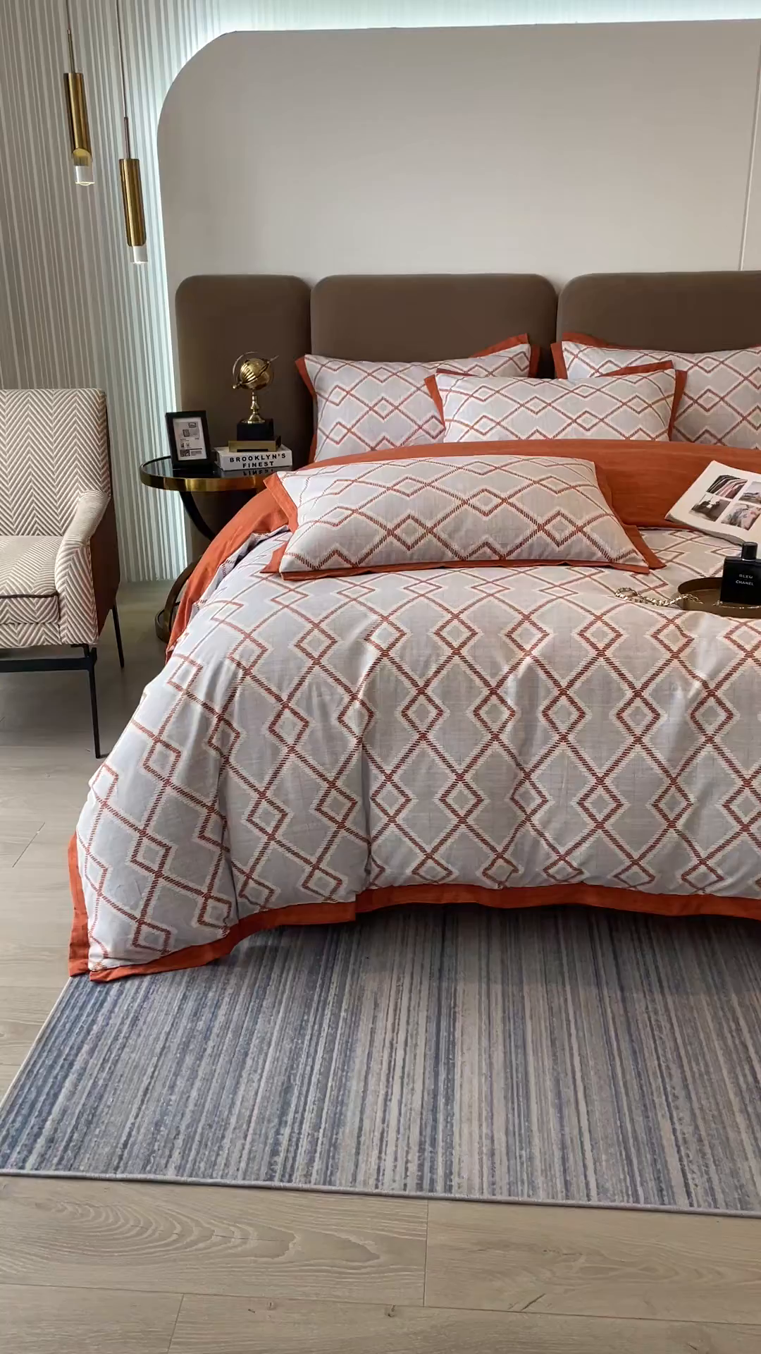 91家纺网 家纺一手货源 找家纺 恩和家纺 2026新款森能量碳纤维环保四件套系列 碳卡绒-桔格雅灰