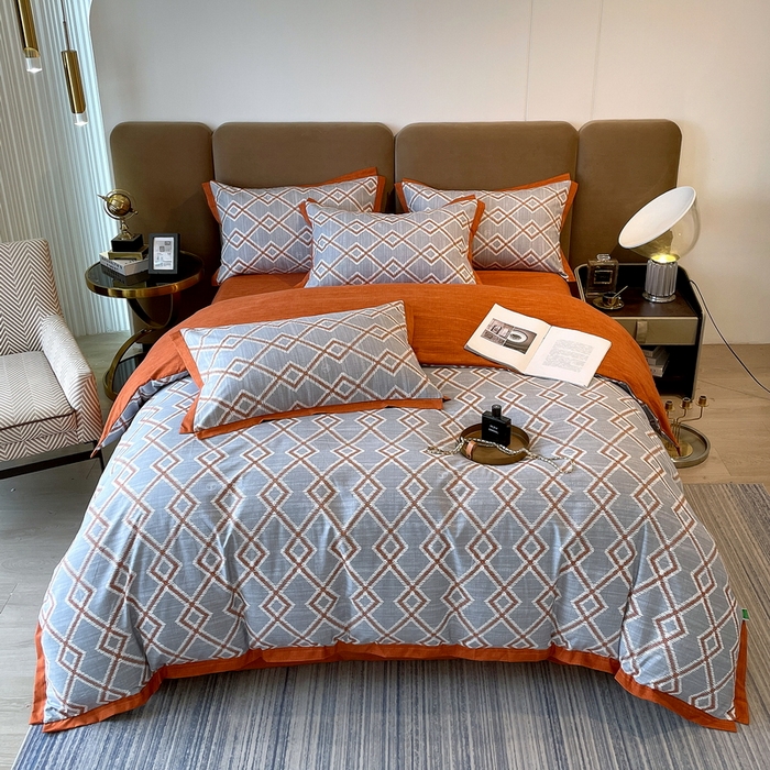 91家纺网 家纺一手货源 找家纺 恩和家纺 2026新款森能量碳纤维环保四件套系列 碳卡绒-桔格烟灰