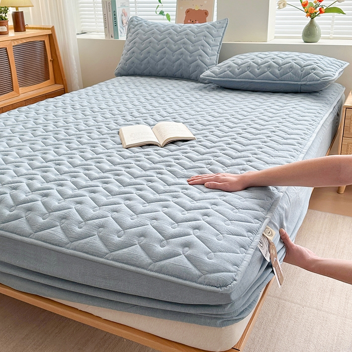 91家纺网 家纺一手货源 找家纺 （总）铭成家纺 2026全棉色织水洗棉夹棉床笠床垫