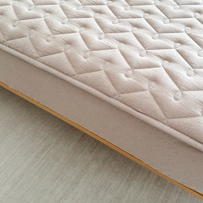 91家纺网 家纺一手货源 找家纺 铭成家纺 2026全棉色织水洗棉夹棉床笠床垫 纯棉素雅-卡其色