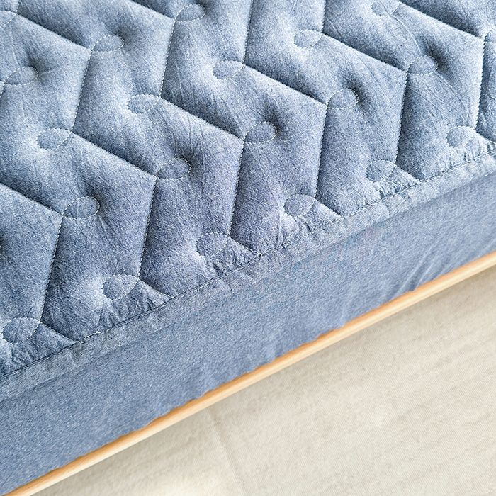 91家纺网 家纺一手货源 找家纺 铭成家纺 2026全棉色织水洗棉夹棉床笠床垫 纯棉素雅-牛仔蓝