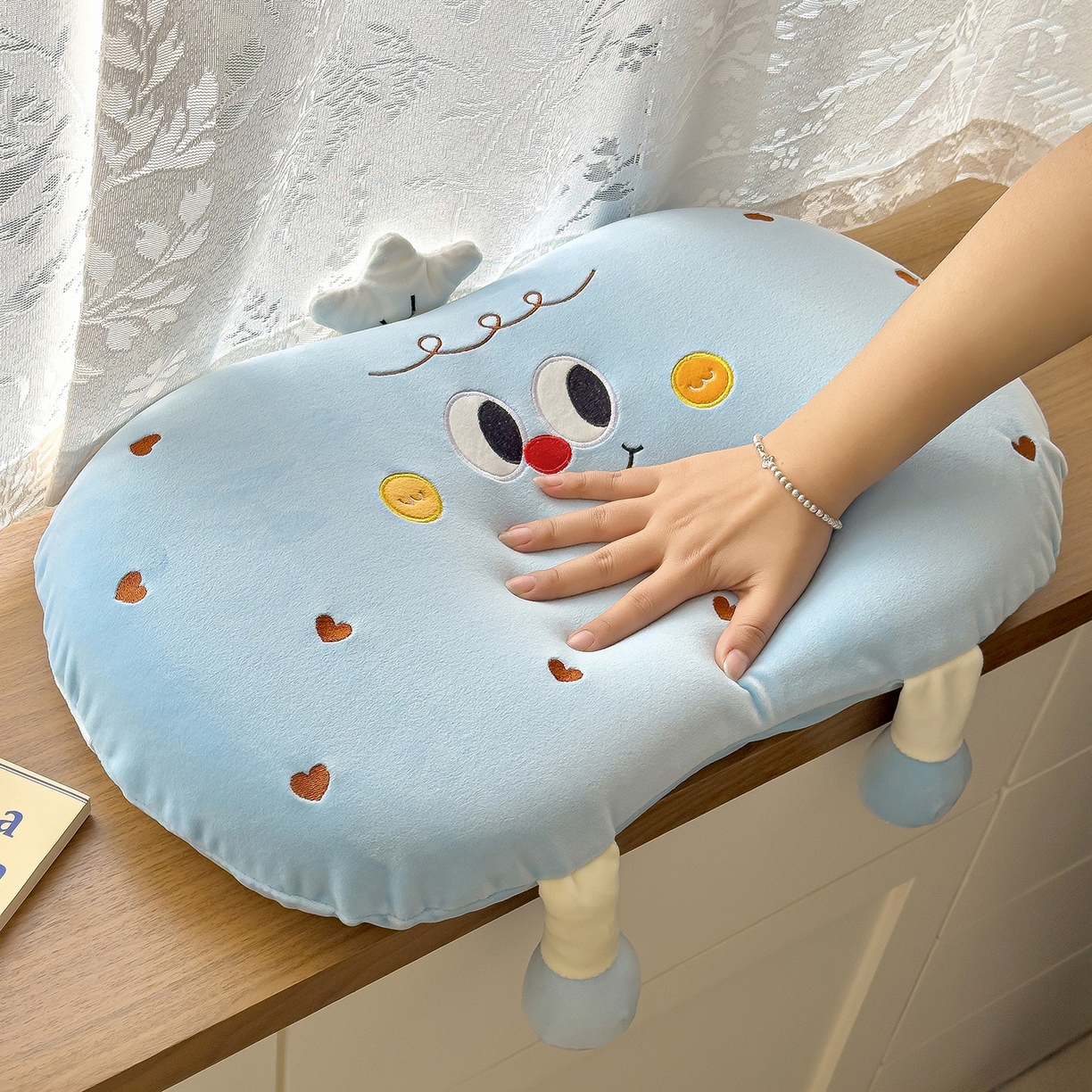 91家纺网 家纺一手货源 找家纺 诺可 2026新款绒款猫肚枕记忆枕枕头枕芯-面包仔 面包仔-蓝色