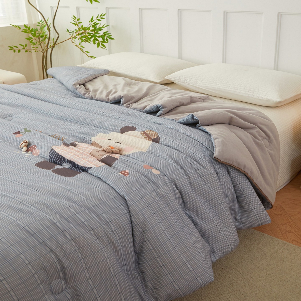 91家纺网 家纺一手货源 找家纺 （总）莎果家纺 2026新款全棉纯棉双层纱春秋被子被芯