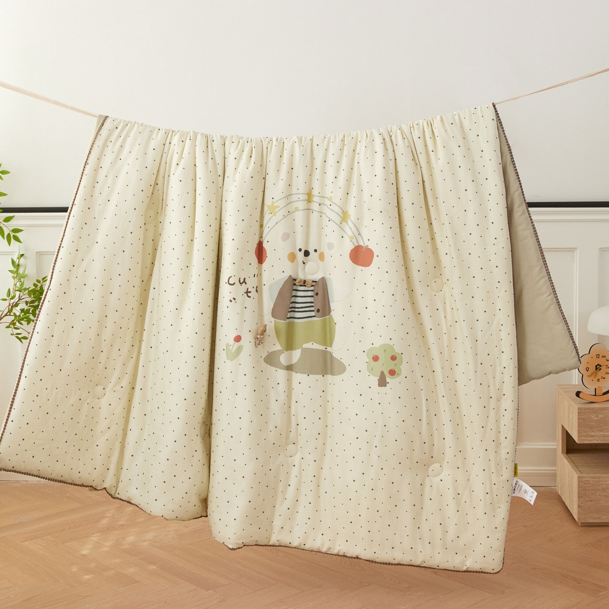 莎果家纺 2026新款全棉纯棉双层纱春秋被子被芯 学院熊